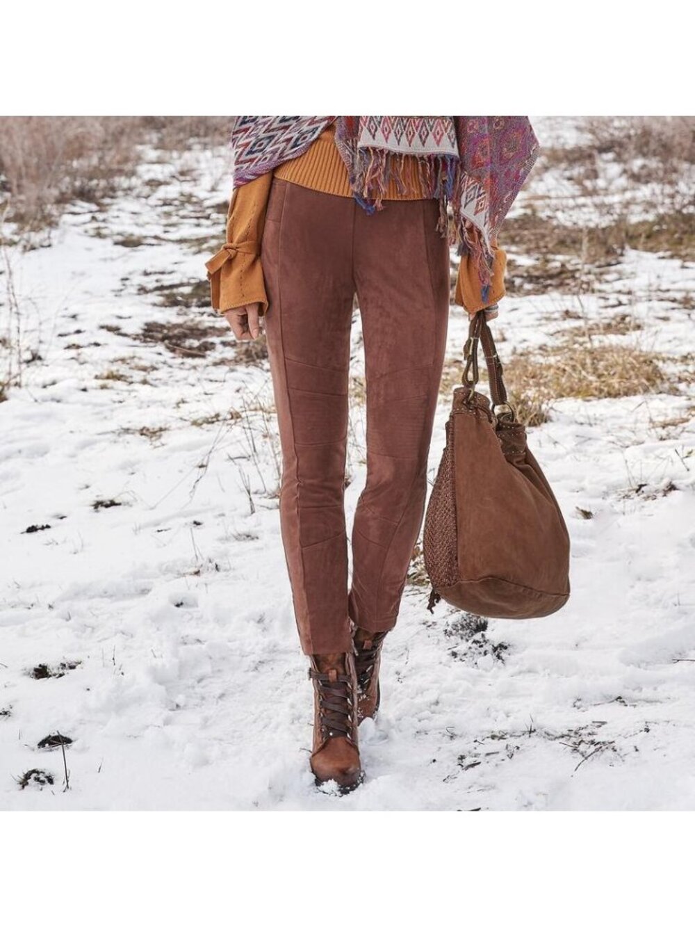 Sundance Brown Faux Suede Pull-On Luxe Dreams Pant, 14
